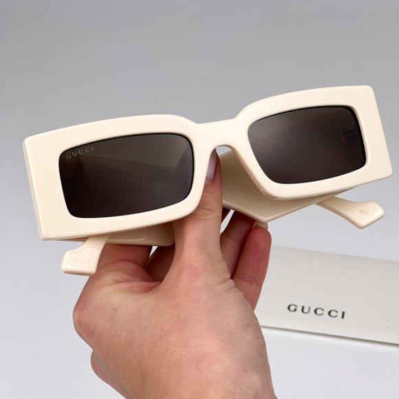 Gucci GG1425S 004 BRAND NEW Sunglasses Ivory Brown Rectangle Unisex  GG 1425S main image 11